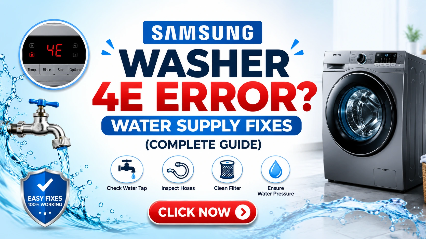 Samsung Washer 4E Error? Water Supply Fixes (Complete Guide)
